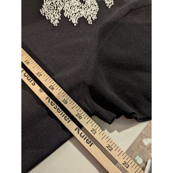 Sigrid Olsen Women Black Abstract Embroidered Knit Blouse Size XL - Picture 11 of 12